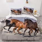 Housse de couette x cm cheval animaux parure de lit en l�ger et doux personnes avec fermeture eclair ...