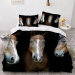 Housse de couette x cm cheval animaux parure de lit en l�ger et doux personnes avec fermeture eclair ...
