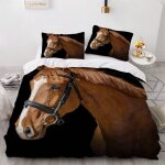 Housse de couette x cm cheval animaux parure de lit en l�ger et doux personnes avec fermeture eclair ...