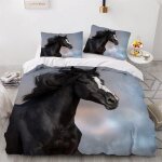 Housse de couette x cm cheval animaux parure de lit en l�ger et doux personnes avec fermeture eclair ...