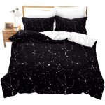 Housse de couette x cm constellation noire parure de lit personnes en microfibre avec fermeture ��clair ...