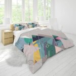 Housse de couette x cm d coutures g��om��triques vertes impression parure de lit doux hypoallerg��nique ...