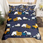 Housse de couette x cm enfant camion bleu parure de lit personnes avec fermeture ��clair doux respirant ...