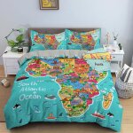 Housse de couette x cm enfant carte bleue de l'afrique parure de lit personnes avec fermeture ��clair ...
