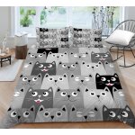 Housse de couette x cm enfant chat gris parure de lit personnes avec fermeture ��clair doux respirant ...