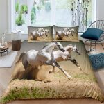 Housse de couette x cm enfant cheval jaune parure de lit personne avec fermeture ��clair doux confortable ...