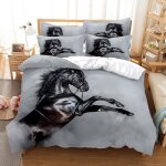Housse de couette x cm enfant cheval noir parure de lit personnes avec fermeture ��clair doux respirant ...