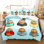 Housse de couette x cm enfant chouette bleue parure de lit personnes avec fermeture ��clair doux respirant ...