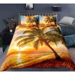 Housse de couette x cm enfant coucher soleil palmiers jaunes parure de lit personnes avec fermeture ��clair ...
