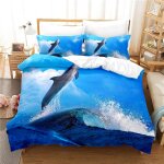 Housse de couette x cm enfant dauphin bleu parure de lit personnes avec fermeture ��clair doux respirant ...
