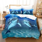 Housse de couette x cm enfant dauphin bleu parure de lit personnes avec fermeture ��clair doux respirant ...