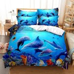 Housse de couette x cm enfant dauphin bleu parure de lit personnes avec fermeture ��clair doux respirant ...
