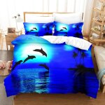 Housse de couette x cm enfant dauphin bleu parure de lit personnes avec fermeture ��clair doux respirant ...