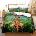 Housse de couette x cm enfant girafe verte parure de lit personnes avec fermeture ��clair doux respirant ...