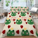 Housse de couette x cm enfant grenouille verte parure de lit personnes avec fermeture ��clair doux respirant ...