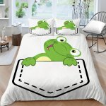 Housse de couette x cm enfant grenouille verte parure de lit personnes avec fermeture ��clair doux respirant ...