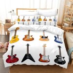 Housse de couette x cm enfant guitare blanche parure de lit personnes avec fermeture ��clair doux respirant ...