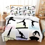 Housse de couette x cm enfant gymnastique blanche parure de lit en microfibre avec taie d'oreiller, ensemble ...