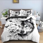 Housse de couette x cm enfant loup gris parure de lit personnes avec fermeture ��clair doux respirant ...