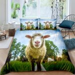 Housse de couette x cm enfant mouton vert parure de lit personne avec fermeture ��clair doux confortable ...