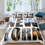 Housse de couette x cm enfant new york gris parure de lit personne avec fermeture ��clair doux confortable ...