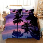Housse de couette x cm enfant palmier violet parure de lit personnes avec fermeture ��clair doux respirant ...
