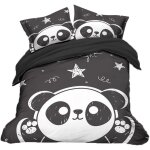 Housse de couette x cm enfant panda noir parure de lit personne avec fermeture ��clair doux confortable ...