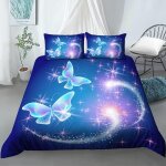 Housse de couette x cm enfant papillon bleu parure de lit personne avec fermeture ��clair doux confortable ...