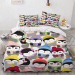 Housse de couette x cm enfant pingouin de couleur parure de lit personnes avec fermeture ��clair doux ...