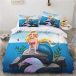 Housse de couette x cm enfant sir��ne bleue parure de lit personnes avec fermeture ��clair doux respirant ...