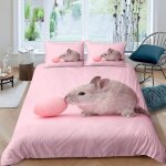 Housse de couette x cm enfant souris rose parure de lit personnes avec fermeture ��clair doux respirant ...