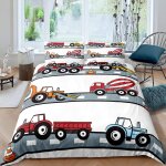 Housse de couette x cm enfant tracteur gris parure de lit personnes avec fermeture ��clair doux respirant ...