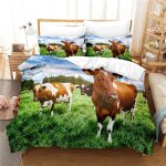 Housse de couette x cm enfant vache verte parure de lit personnes avec fermeture ��clair doux respirant ...