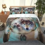 Housse de couette x cm - parure de lit personnes - housse couette d attrape - r��ves animal loup avec ...