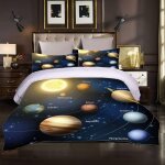 Housse de couette x cm plan��te de l'univers spatial - parure de lit bebe en microfibre bross��e, housse ...