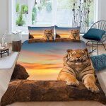 Housse de couette x cm tigre animaux parure de lit en l�ger et doux personnes avec fermeture eclair et ...