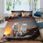 Housse de couette x cm tigre animaux parure de lit en l�ger et doux personnes avec fermeture eclair et ...