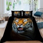 Housse de couette x cm tigre animaux parure de lit en l�ger et doux personnes avec fermeture eclair et ...