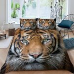 Housse de couette x cm tigre animaux parure de lit en l�ger et doux personnes avec fermeture eclair et ...