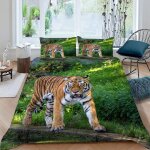 Housse de couette x cm tigre animaux parure de lit en l�ger et doux personnes avec fermeture eclair et ...