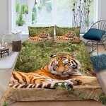 Housse de couette x cm tigre tigre de sib�rie animaux parure de lit en l�ger et doux personnes avec fermeture ...