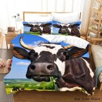Housse de couette x cm vaches pi��ces imprim�� parure de lit en microfibre avec fermeture ��clair et ...