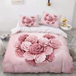 Housse de couette x coeur de fleur ensemble parure de lit avec fermeture ��clair et taies d'oreillers ...
