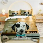 Housse de couette x dans la cuisine, chien dalmatien parure de lit personnes microfibre doux respiran ...