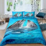 Housse de couette x dauphin parure de lit en microfibre avec fermeture ��clair, housse couette + taie ...