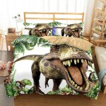 Housse de couette x dinosaure tyrannosaurus rex, parure de lit pi��ces avec hypoallerg��nique housse ...