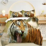 Housse de couette x dor��, tigre parure de lit personnes microfibre doux respiran housse couette avec ...