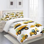Housse de couette x enfant d camion jouet jaune - parure de lit personne en microfibre pi��ces avec fermeture ...