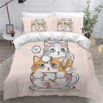Housse de couette x enfant chat d imprim� fille parure de lit personnes dessin anim� pi�ces confortable ...