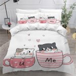 Housse de couette x enfant chat d imprim� fille parure de lit personnes dessin anim� pi�ces confortable ...